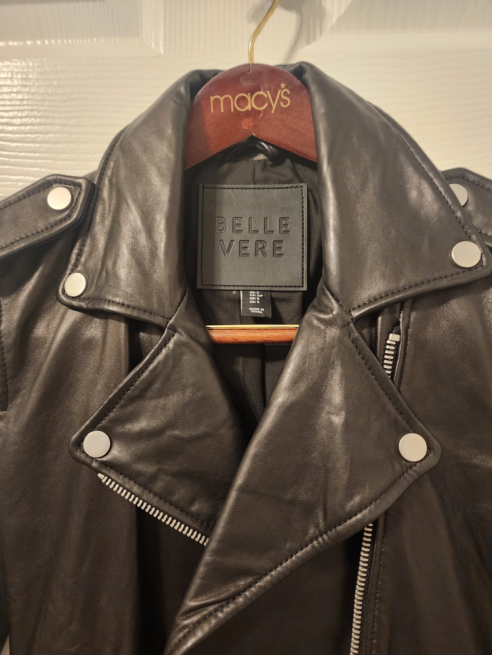 Belle Vere Black Leather Biker Moto Jacket Like New Women's Size Small - Picture 7 of 12